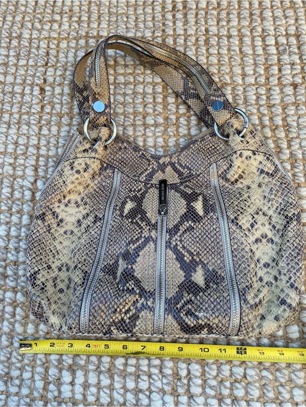 Michael Kors Snake-Print Hobo in Beige, Brown and Cream